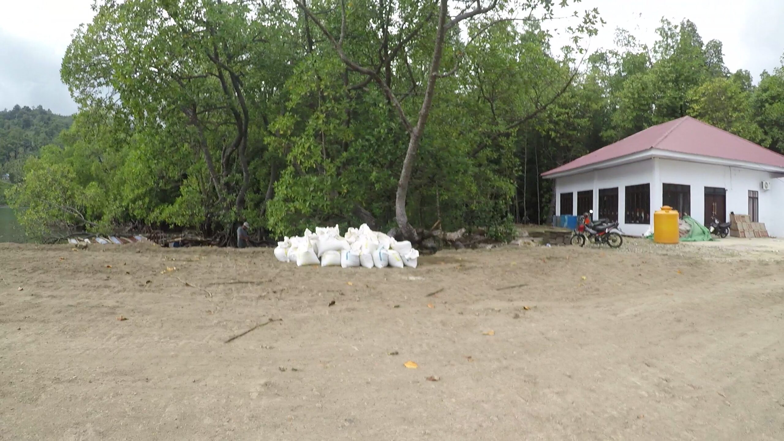 Sebuah bangunan permanen di antara kawasan mangrove Teluk Motandoi Selatan.