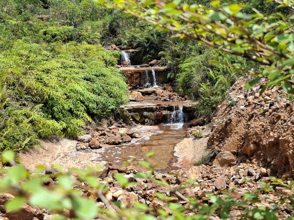 Air sungai di area pascatambang Lanut JRBM tampak bening ini bermuara di Desa Molobog, Rabu 29 April 2026. (Foto: tim Instink.net). 