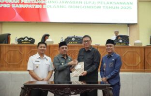 DPRD Bolmong dan Pemda Bolmong bersama telah melaksanakan rapat paripurna tentang LPJ APBD Tahun anggaran 2025 Kabupaten Bolmong, Rabu 29 Juli 2026. (Foto: IST)
