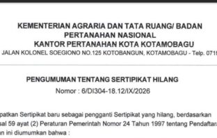 Pengumuman Sertipikat Hilang